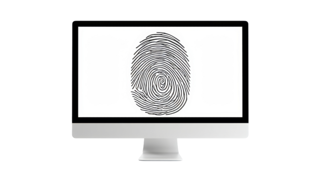 Fingerprint scan on a computer monitor - Powered by Adobe