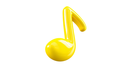 Floating 3D yellow musical note