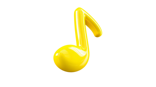 Floating 3D yellow musical note