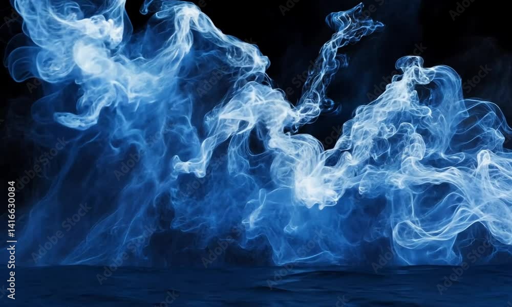 Poster blue fireworks exploding near frame edges with intricate sparks on black made with generative ai tec