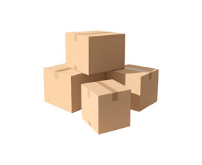 Cardboard boxes with tape isolated on transparent background