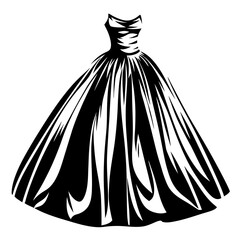 Elegant Black and White Ball Gown Silhouette for Formal Occasions