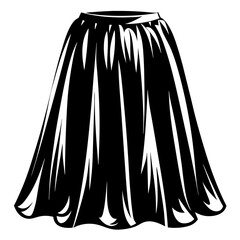 Elegant black skirt with a flowing design in a stylized illustration