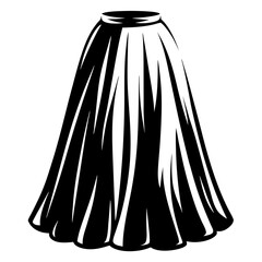 Elegant black and white flared skirt vector illustration with flowing design