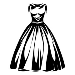 Elegant Black and White Dress Silhouette with Artistic Flare and Modern Appeal