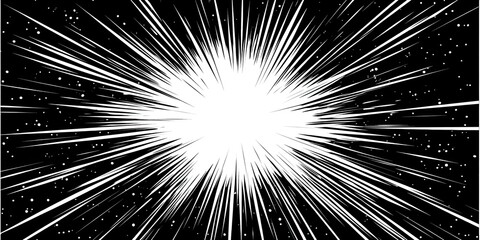 Bright, radiating light burst against a dark, starry backdrop.  Dynamic energy