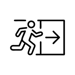 Emergency Exit Sign Icon with Running Figure  