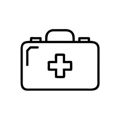 Fototapeta premium First Aid Kit Outline Icon on White Background 