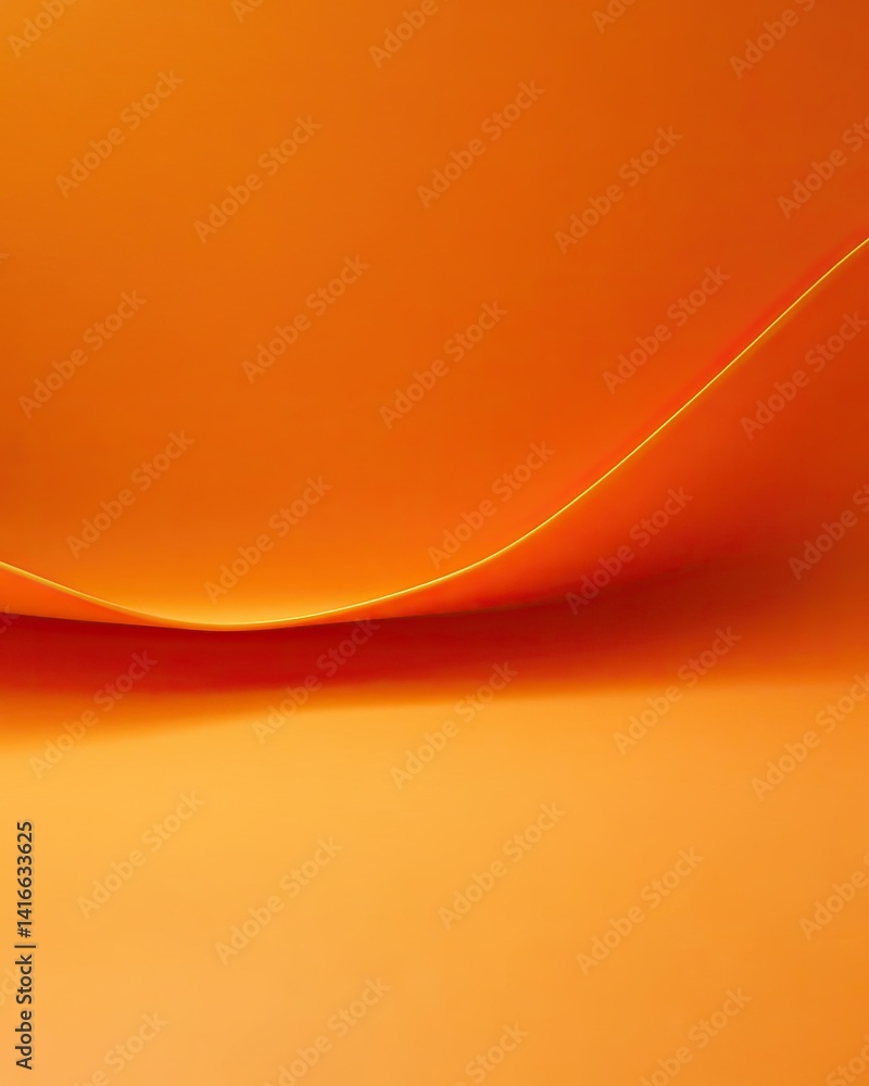 Poster abstract orange paper texture with subtle curve and golden line