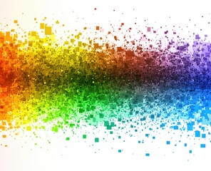 Vibrant rainbow pixel burst, colorful abstract design