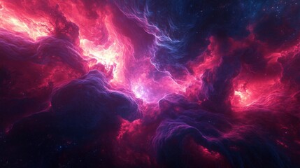 Fototapeta premium Cosmic Nebula with Vibrant Red Purple and Blue Hues
