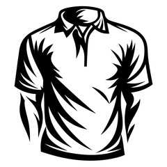 Stylized black and white polo shirt illustration for graphic design purposes