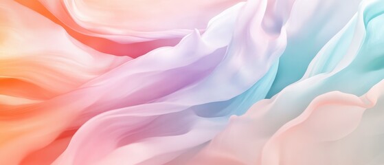Abstract colorful swirl texture background for design, pastel waves of pink and blue soft gradient fabric, modern art backdrop, artistic digital wallpaper.