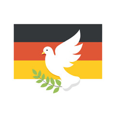 Fototapeta premium White dove with olive branch on German flag