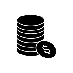 Dollar coins stack vector icon
