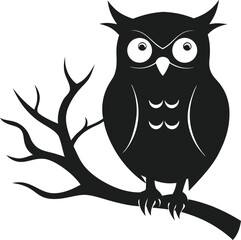 Halloween Night Owl Silhouette on Tree Limb
