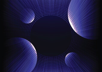 Futuristic tech circle glowing and neon lighting on dark blue table abstract technology background.