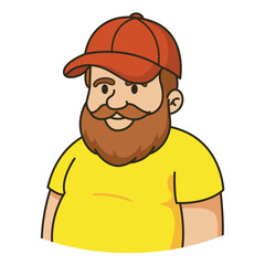 Obraz premium Friendly Cartoon Guy with Red Beard and Cap