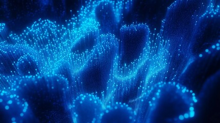 3d rendering. Abstract blue background of points. Cyber particles. Big data stream. Abstract technology stream background. Digital dynamic wave of dots. Network connection structure. Futuristic.