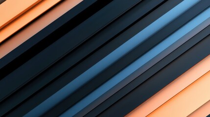 Obraz premium Abstract geometric background with colorful diagonal stripes in blue, orange, and black, perfect for modern design, technology, and creative projects.