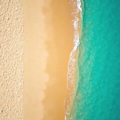 Expansive sandy beach meets vibrant turquoise sea, idyllic aerial view , coast, coastline