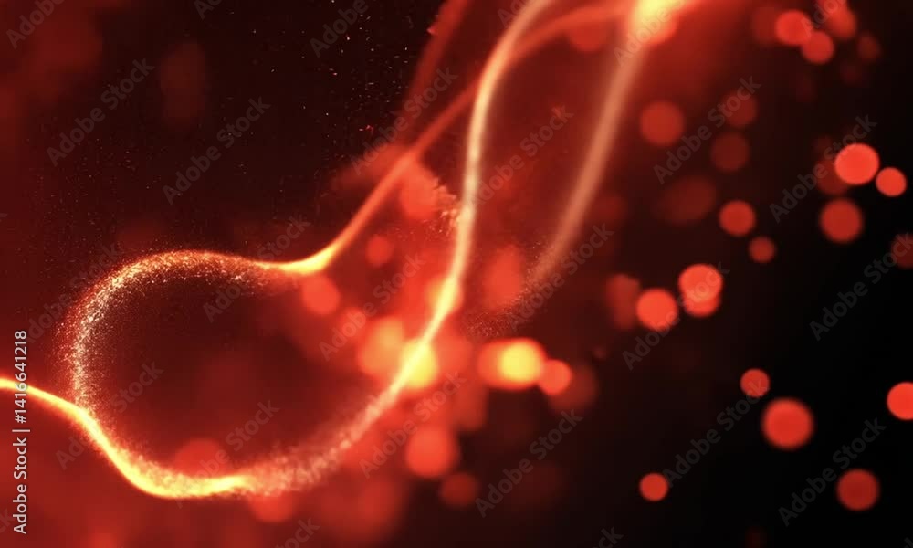 Poster a particle scene with luminous red lines meandering in a dark void created with generative ai techno