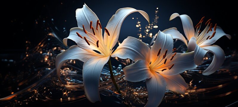 abstrak mozaic color of lily in drakness, ai generative