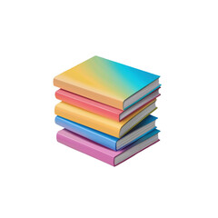 Colorful Stacked Books with Gradient Covers on a White Background