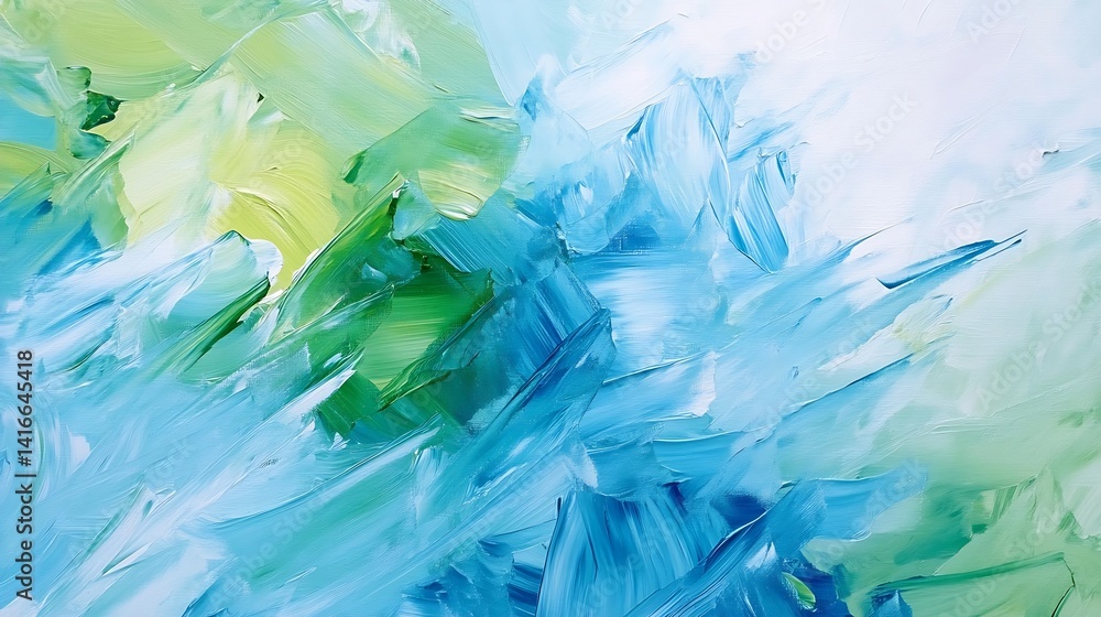 Poster Abstract colorful painting with vibrant strokes of blue and green conveying a sense of creativity and movement : Generative AI