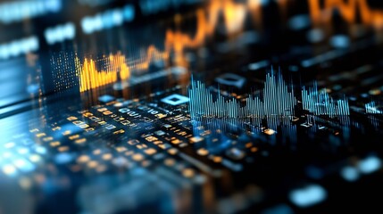 Vibrant Digital Financial Graphs Indicating Market Trends and Analyzing Economic Data : Generative AI