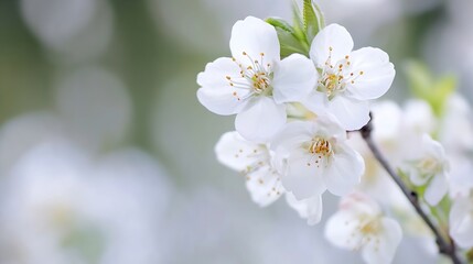 Fototapeta premium Beautiful Cherry Blossom Flowers Blooming in Spring Creating a Soft Natural Atmosphere : Generative AI
