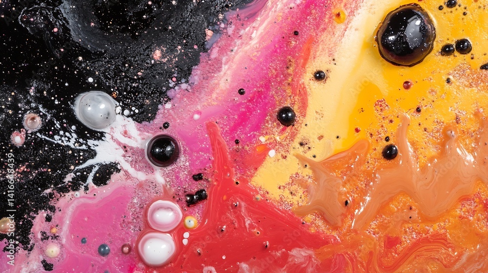 Poster colorful abstract background with bright swirls of paint in vibrant hues : generative ai