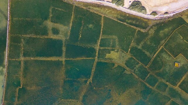 Aerial view of ancient sunken city Olous near Elounda, Crete, Greece