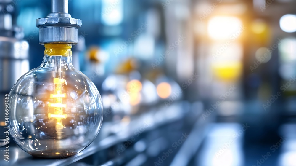 Poster Laboratory glassware with lit light inside showing modern science innovation : Generative AI