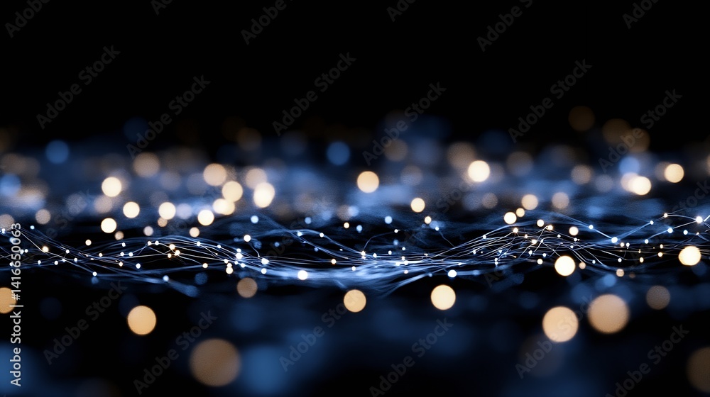 Poster Abstract image of light waves and bokeh effects create stunning visual art : Generative AI