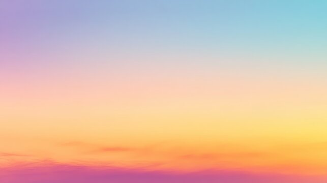 Sunset sky background with vibrant gradient colors of pastel pink, orange, and blue for nature, calmness, tranquility, wallpaper, and design projects.