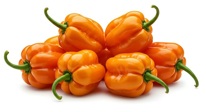 Habanero peppers on white background Haba