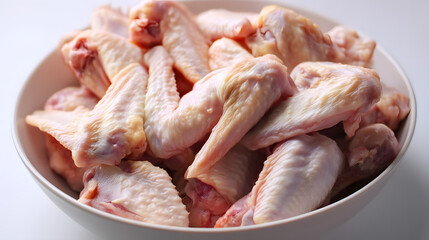 Ultra Detailed Segmented Raw Chicken Wings in a Bowl for Culinary Photography and Stock Imagery