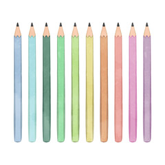 Colorful cute pencil illustration set