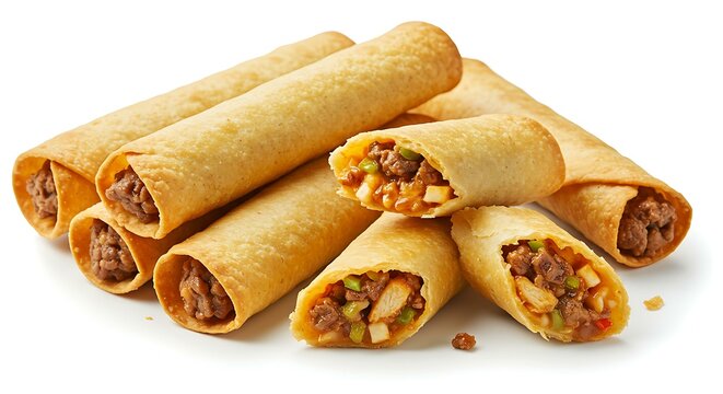 Taquitos on white background