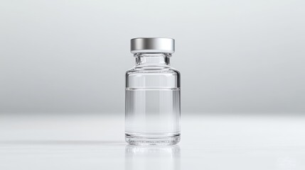 Clear glass vial with metallic cap
