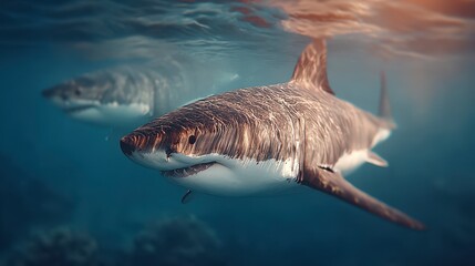 Majestic Great White Sharks Underwater  Ocean Wildlife  Marine Life