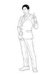 アドバイスするスーツの男性