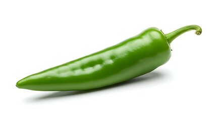 Green hot chili pepper isolated on white background