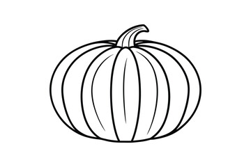 Line art illustration of a pumpkin with deep ridges.eps