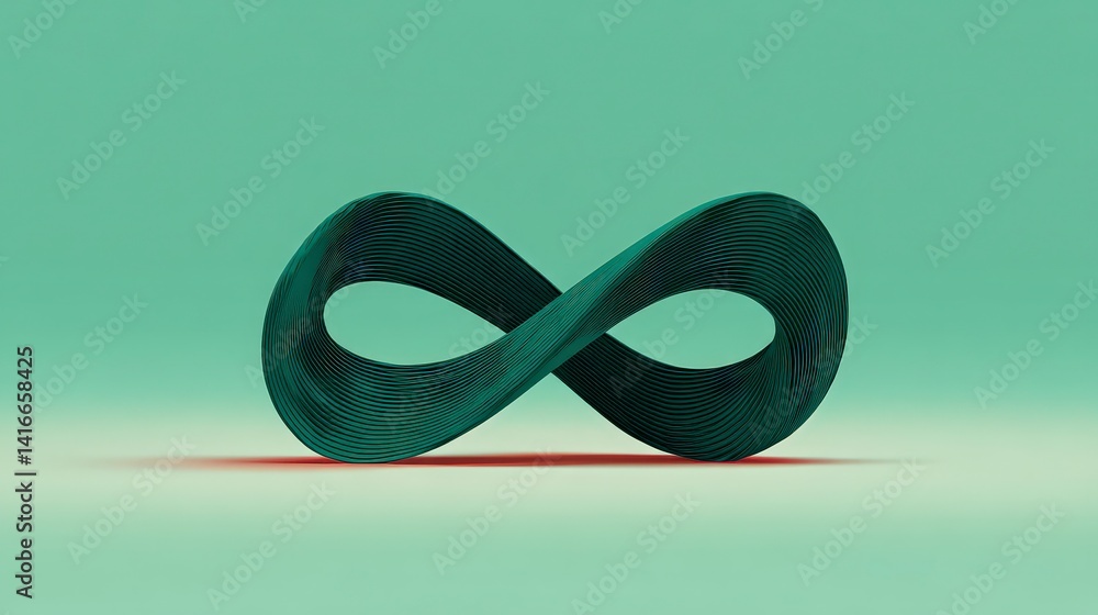Poster abstract teal infinity symbol 3d render endless loop continuous design modern art