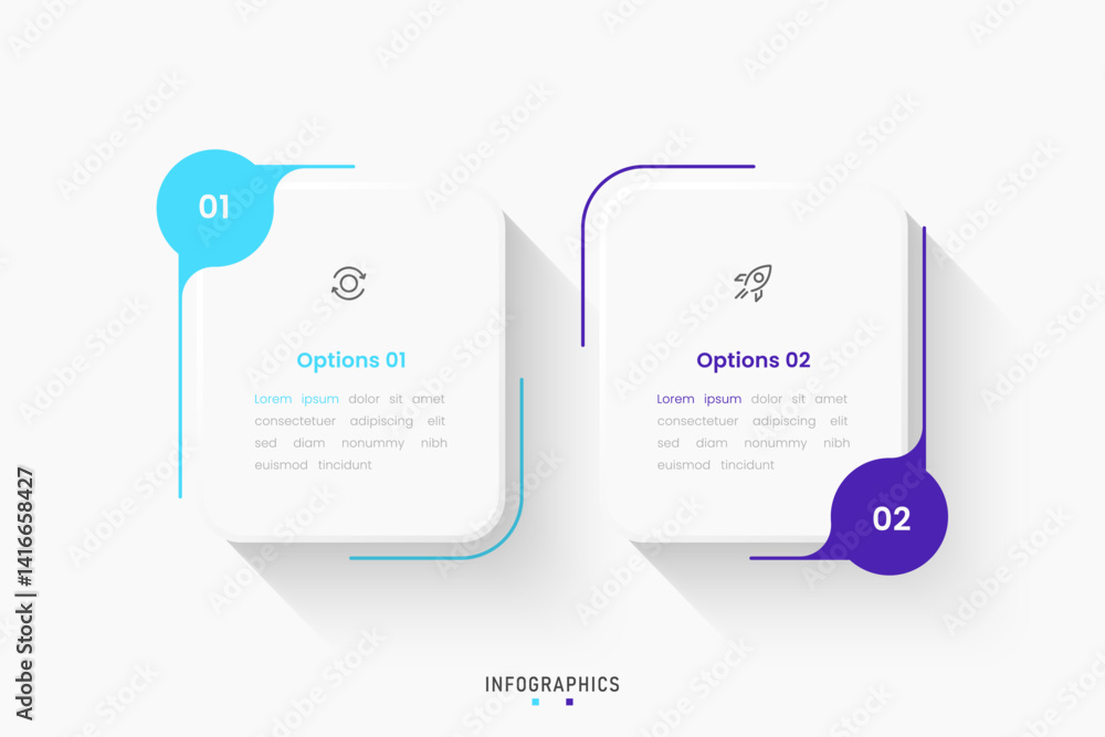 Wall mural vector infographic label design template with icons and 2 options or steps. can be used for process 
