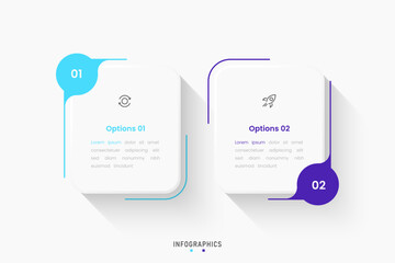 Vector Infographic label design template with icons and 2 options or steps. Can be used for process diagram, presentations, workflow layout, banner, flow chart, info graph.