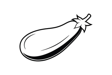 Line art illustration of an eggplant with a smooth oval body.eps