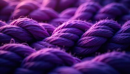 Intricate loops, tangled purple yarn Deep, rich violet hues , skein, fiber